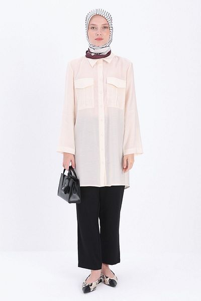 ALLDAY Off-White Double Pocket Tunic Shirt