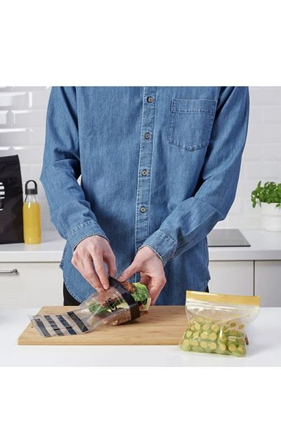 IKEA ISTAD Black-Yellow Lockable Refrigerator Bag - 1 l and 0.4 l, 60 Pieces