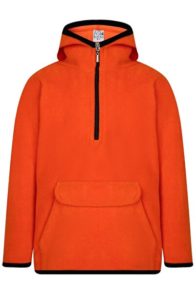 ASL Kids Colors Çocuk Polar Yarım Fermuarlı Kapşonlu Kanguru Cep Sweatshirt U...