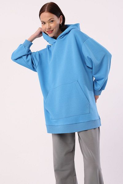 ALLDAY Hanorac oversize cu buzunar cangur albastru
