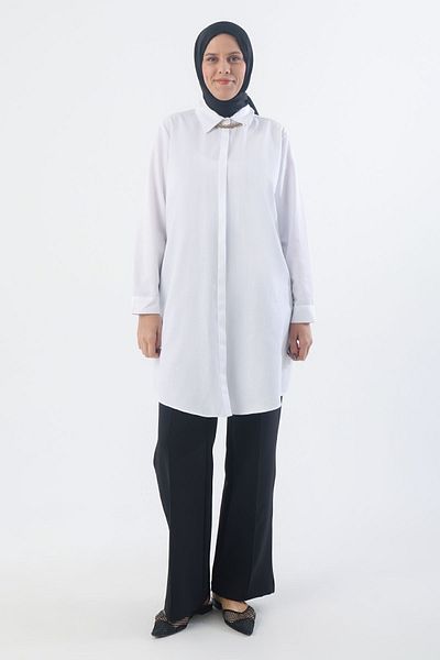 ALLDAY Λευκό Plus Size Basic πουκάμισο Tunic