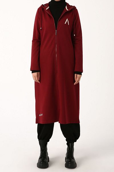 ALLDAY Ζακέτα με κουκούλα Claret Red Printed