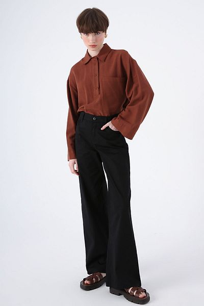 ALLDAY Pantaloni negri din bumbac cu buzunar lat din Lycra