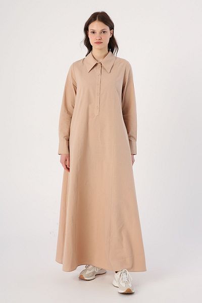 ALLDAY Rochie de buzunar, 100% bumbac, bej, cu jumătate de plăcuță