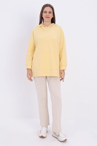 ALLDAY Light Yellow Kangaroo Pocket Hooded Sweat Tunic