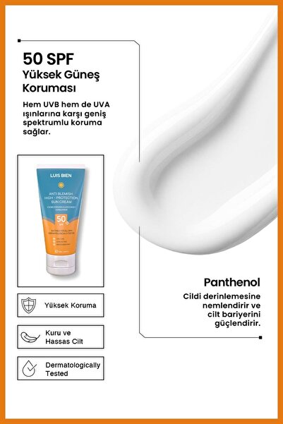 Luis Bien Leke Karşıtı Spf 50 | Yüksek Korumalı Nemlendirici Güneş Kremi | 50 ml | Tüm Cilt Tipleri Için