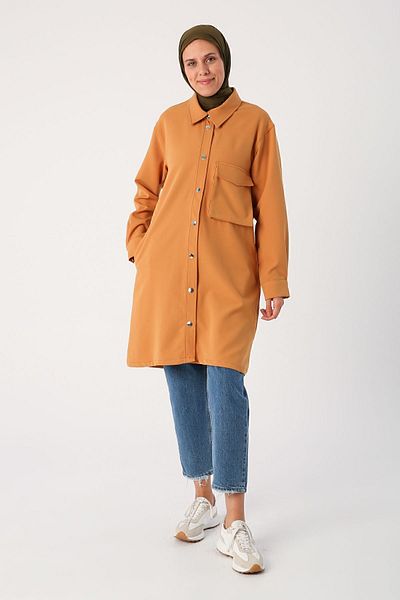 ALLDAY Mustard Single Pocket Snap Fastener Shirt Tunic