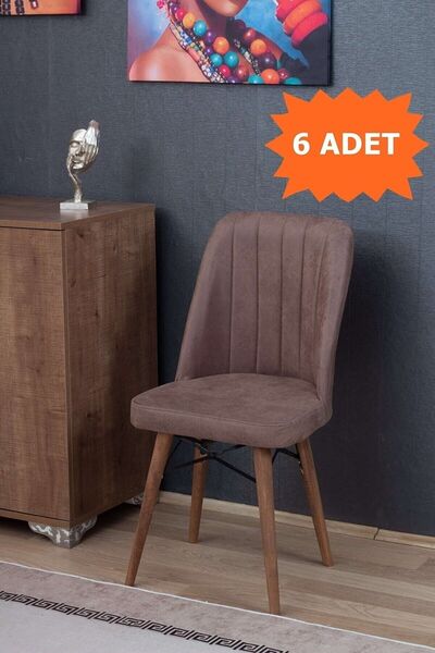 Totti Concept Ada-1923 6'lı Mutfak Yemek Cafe Ofis Sandalyesi Dallas Kumas Gürgen Ayak Renk Seçenekli