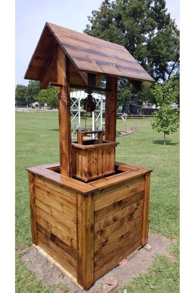 w & s Woodysharky AHŞAP VİLLA BAHÇE HAVUZ BAŞI SU KUYUSU ÇİÇEKLİK DEKORASYON