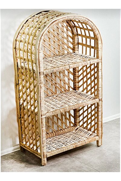 Renklidükkan hasır Hasır Kargı 3 bölmeli dekoratif raf