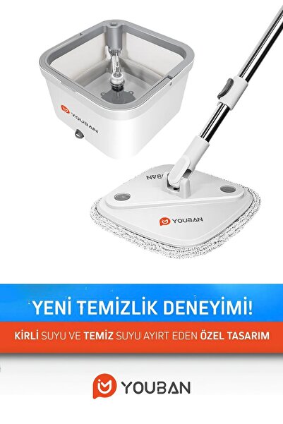 Youban Mop Pro Temiz Su ile Kirli Suyu Ayıran Otomatik Temizlik Seti 4 Adet B...