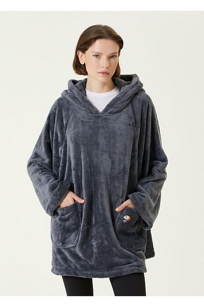 İrya Es Parla Bloom Poncho Anthracite Oversize