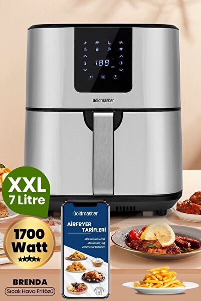 GOLDMASTER Brenda 7 Litre Inox Geniş Hazneli Xxl Dokunmatik 8 Ön Ayarlı Airfryer Sıcak Hava Fritözü