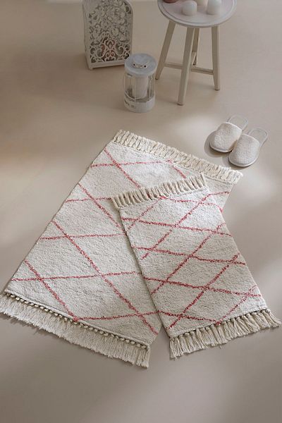 İrya Grace 100% βαμβακερό χαλάκι μπάνιου εκρού 40x60+60x90