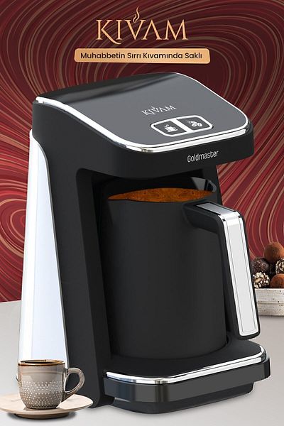 GOLDMASTER Kıvam White Large Pot Smart Placement Patented Turkish Coffee Machine