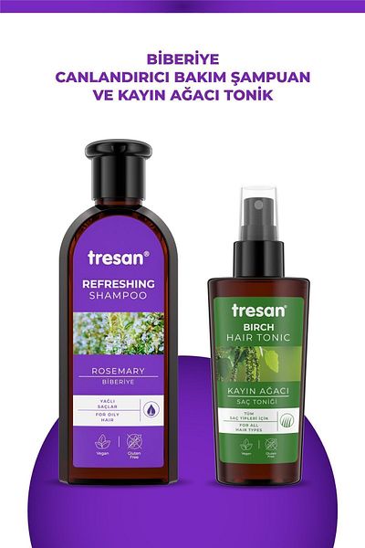 Tresan 300ml Rosemary Care Shampoo - Revitalizing Hair Tonic with Tresan K.wood Extract 125 Ml