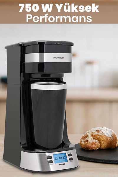 GOLDMASTER Mola Digital Timer Automatic Filter Coffee Machine with Steel Thermos and Leak-Proof Cup