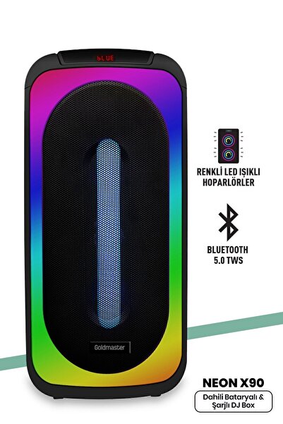 GOLDMASTER Taşınılabilir Kablosuz Bluetooth Hoparlör Led Işıklı Party Box