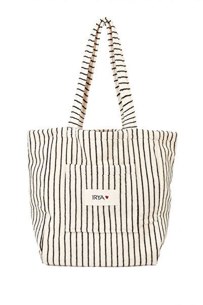 İrya Ecru in Lines Large Bag - 35X40