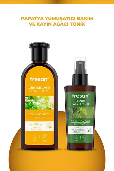 Tresan 300ml Chamomile Shampoo - 125ml Tresan K.Tree Extract Hair Tonic for All Types of Hair