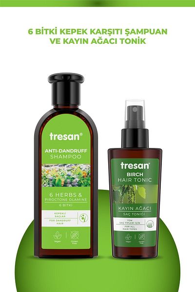 Tresan 300 ml Tresan K.wood Extract Care Shampoo - 6 Plant Anti-Dandruff, 125 ml Hair Tonic