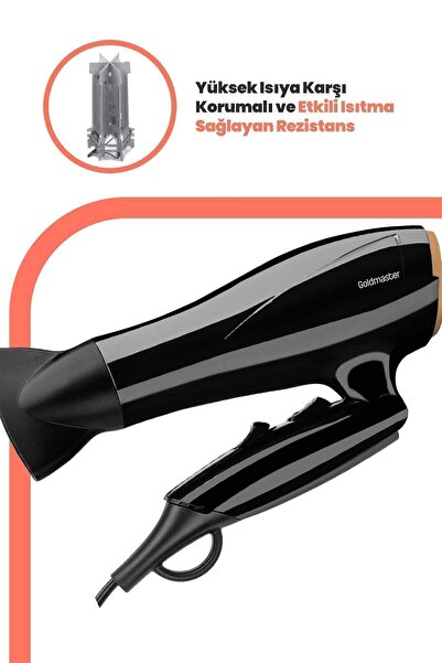 GOLDMASTER Milena In-6116 Katlanabilir Saç Kurutma Makinesi Siyah