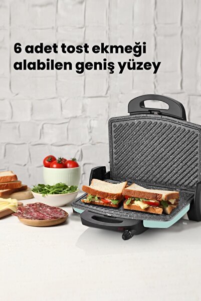 GOLDMASTER Gurmex Yeşil 1750 Watt Granit Çıkarılabilir Plakalı 5 Kademe Isı Ayarlı Tost Ve Izgara Makinesi