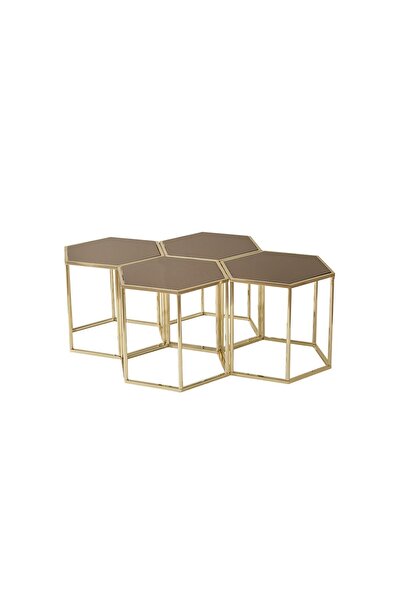 CaddeYıldız Vegas Orta Sehpa Seti - Gold