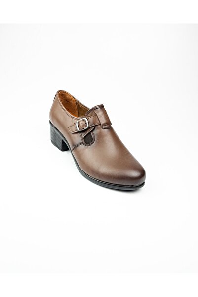 Scavia 318 Ceviz Deri Topuklu Kadın Günlük Ayakkabı