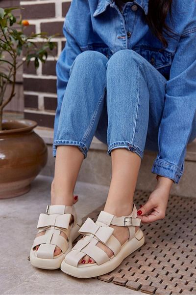 NILUFARR Bobbie Beige Genuine Leather Women's Sandals