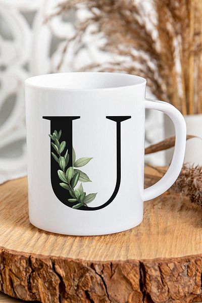 Kravatkolik U Letter Initial Printed Mug