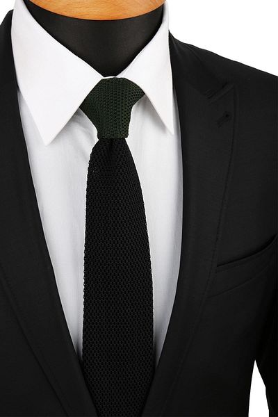 La Pescara Men's Black - Green Plain Knitted Tie Knitted 8280 KRVT8690002221432