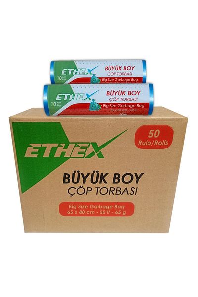 Ethex Large Size Garbage Bag 50 Pack 65 X 80 Cm Blue