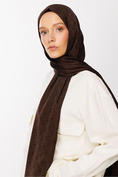 Mooncorn Σάλι ζακάρ με μοτίβο Lotus Bitter Brown