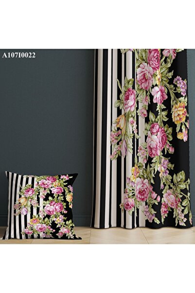 A2ZTR Dijital Baskılı Fon Perde ( Tek Kanat ) Ve Kırlent Kılıfı