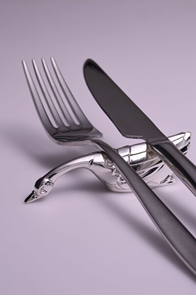 Milenyum Metal Brisingamen Gümüş Kaplama Figürlü 6'lı Bıçak Dayama Seti