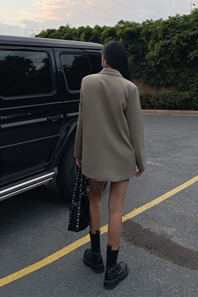 Ortaya Çık Σχέδιο Χακί Μπλέιζερ Μπουφάν - Λεπτομέρεια με γάντζο