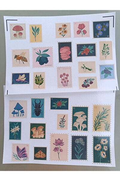 Pink Swan Craft Vintage Scrapbook Posta Pulları Etiket Seti, Bullet Journal, Planlayıcı Stickers