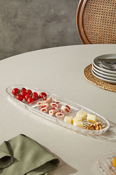 Glamis Selen Concept Damla Model 3 Compartment Handmade Glass Boat Plate