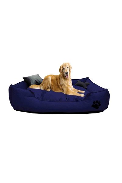 Mavi Vitrin Elite Washable Ultra Soft Large Large Breed Dog Bed Navy Blue Color 90x70 Cm