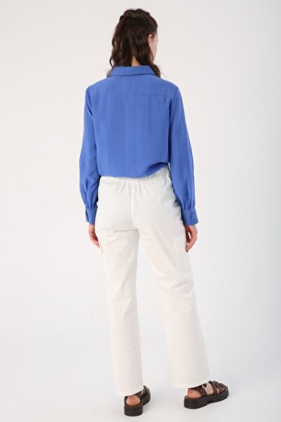 ALLDAY Off-White Cotton Multi-Pocket Cargo Trousers with Elastic Waist