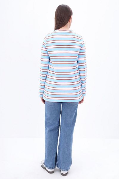 ALLDAY Tunica tricou cu dungi albastre si rosii din bumbac