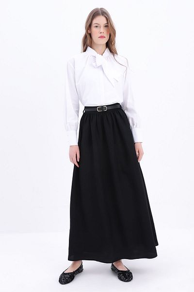 ALLDAY Linen Flared Skirt - Black