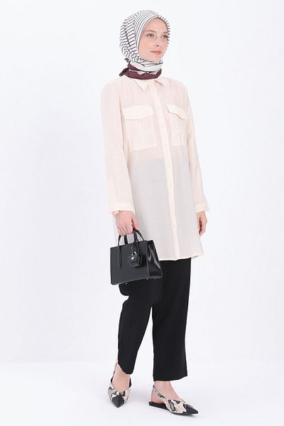 ALLDAY Off-White Double Pocket Tunic Shirt