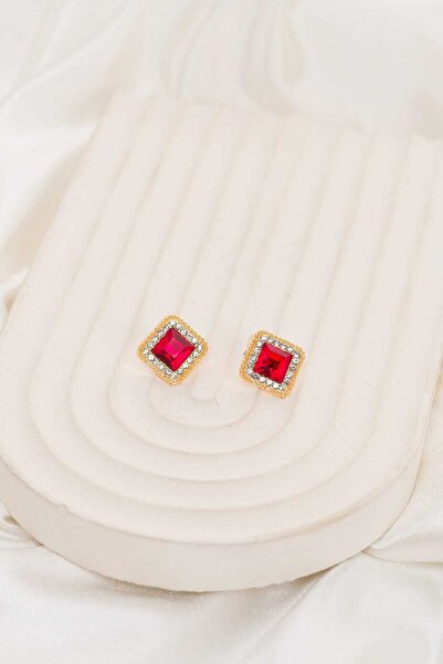 MRK Küçük Kare Zirkon Taşlı Abiye Kadın Küpe