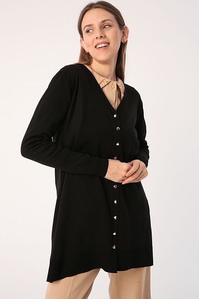 ALLDAY Dlouhý pletený cardigan s výstřihem do V