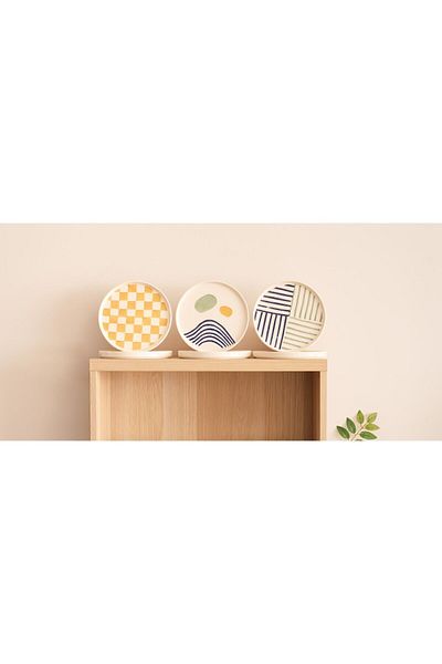 Kevin Seramik Hand Made Modern Design 6 Piece Cake Set & Luxury Presentation Plates