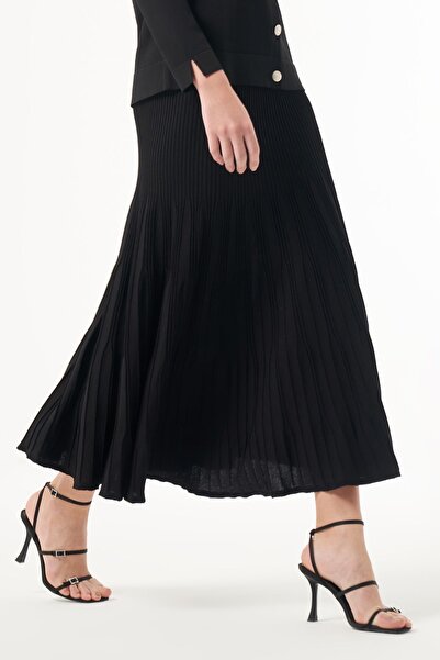 Nuss Μαύρη Mercerized Knitwear Κοτλέ ΜΟΝΗ Φούστα 1300