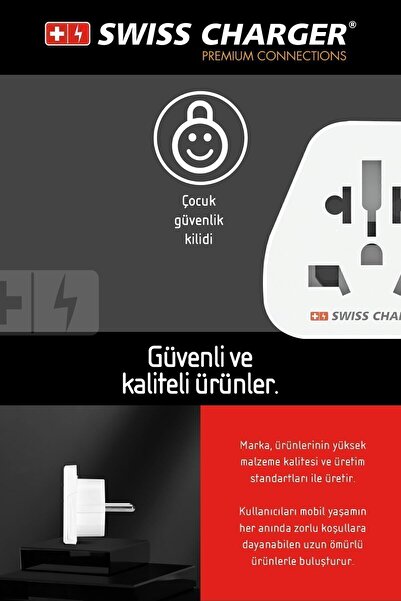 SWISS CHARGER Seyahat Tipi Universal Adaptör Priz Amerika Avrupa Ingiltere Çin 150 Ülke Ile Uyumlu