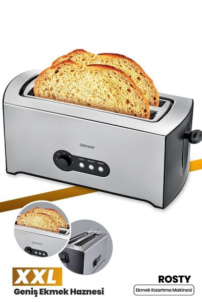 GOLDMASTER محمصة الخبز Rosty Xxl Inox مع وعاء كبير و7 مستويات لإزالة الجليد